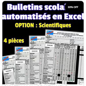 BULLETINS SCOLAIRES AUTOMATISÉS EN EXCEL : HUMANITÉS SCIENTIFIQUE : DE 1ÈRE ANNÉE À 4 ANNÉE